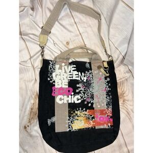 Vintage Y2K Roxy Limited‎ Edition Graffiti Tote Bag Canvas Large Boho Chic